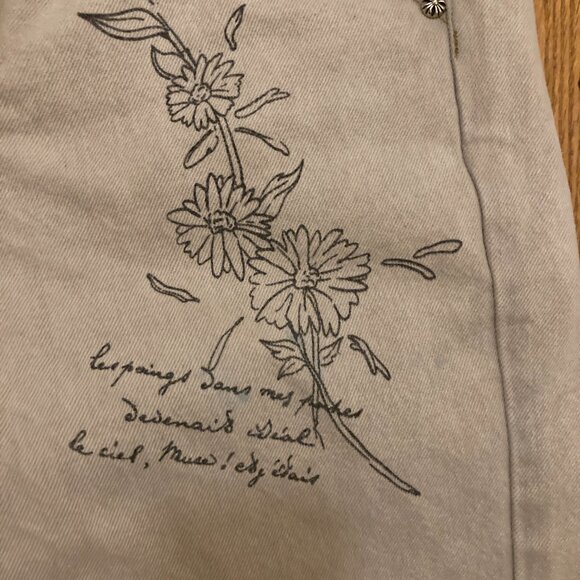 Rare Whoowap Light Gray Illustrated Face Jeans – Size 28 - Picture 5 of 9